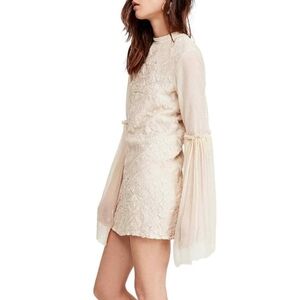 Free People Cleo Tonal Embroidered Lace Dress NWT